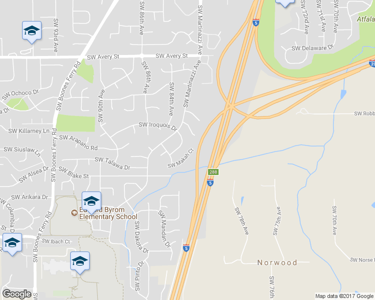 map of restaurants, bars, coffee shops, grocery stores, and more near 21249 Southwest Makah Court in Tualatin