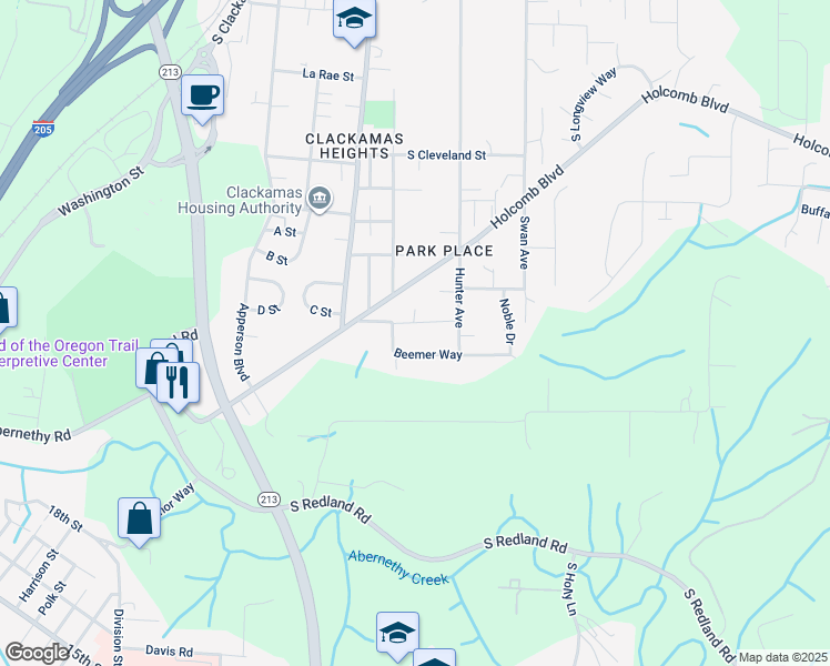 map of restaurants, bars, coffee shops, grocery stores, and more near 14118 South Jacobs Way in Oregon City