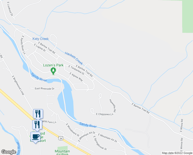 map of restaurants, bars, coffee shops, grocery stores, and more near 21488 Hideway Lane in Rhododendron