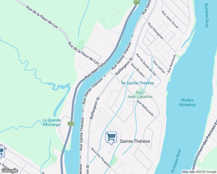 map of restaurants, bars, coffee shops, grocery stores, and more near 1020 Rue Baillargeon in Saint-Jean-sur-Richelieu