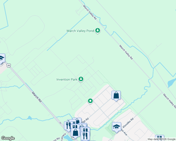 map of restaurants, bars, coffee shops, grocery stores, and more near 409 Silicon Way in Ottawa