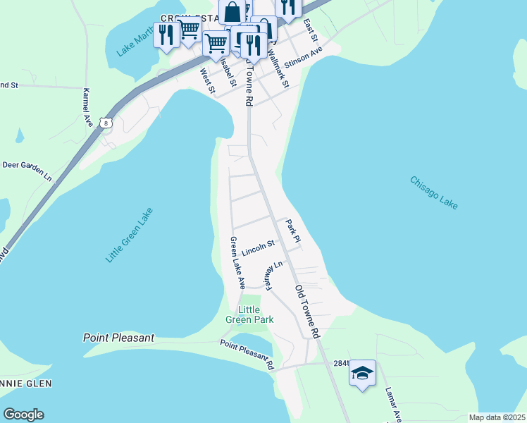 map of restaurants, bars, coffee shops, grocery stores, and more near 28890 Old Towne Road in Chisago City
