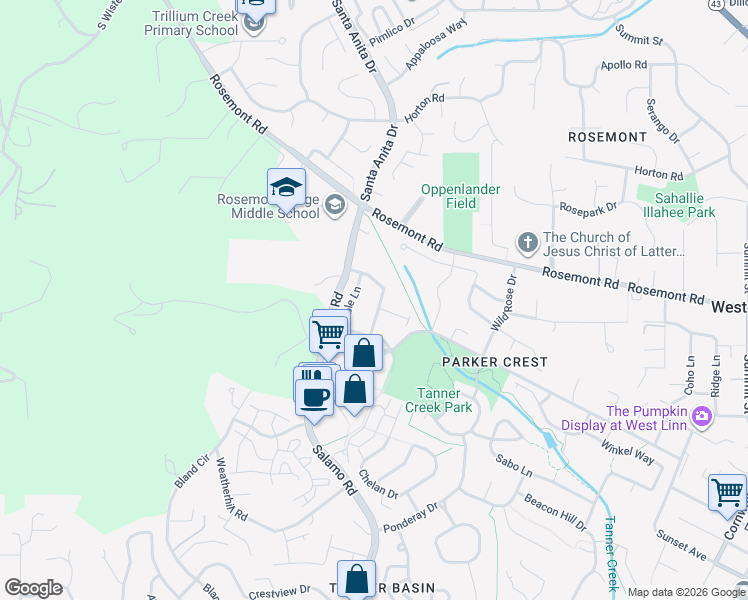 map of restaurants, bars, coffee shops, grocery stores, and more near 20419 Hoodview Avenue in West Linn