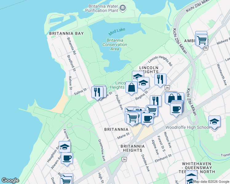map of restaurants, bars, coffee shops, grocery stores, and more near 2680 Howe Street in Ottawa