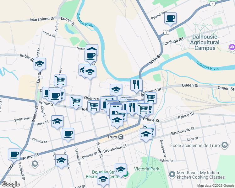 map of restaurants, bars, coffee shops, grocery stores, and more near 22 Logan Street in Truro
