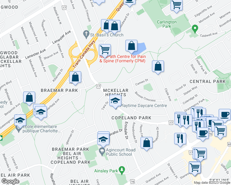 map of restaurants, bars, coffee shops, grocery stores, and more near in Ottawa