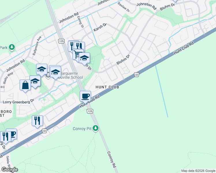 map of restaurants, bars, coffee shops, grocery stores, and more near 362 Briston Private in Ottawa