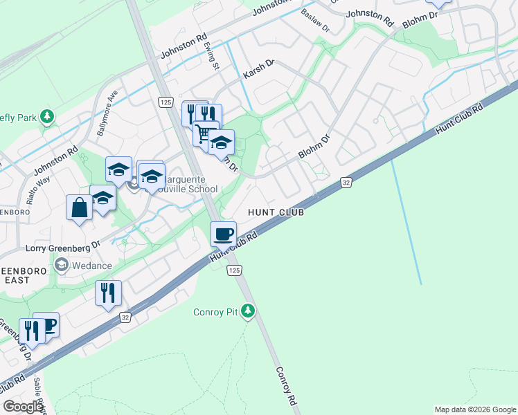 map of restaurants, bars, coffee shops, grocery stores, and more near 171 Briston Private in Ottawa