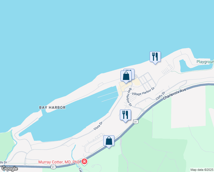 map of restaurants, bars, coffee shops, grocery stores, and more near 3991 West Beach Street in Petoskey