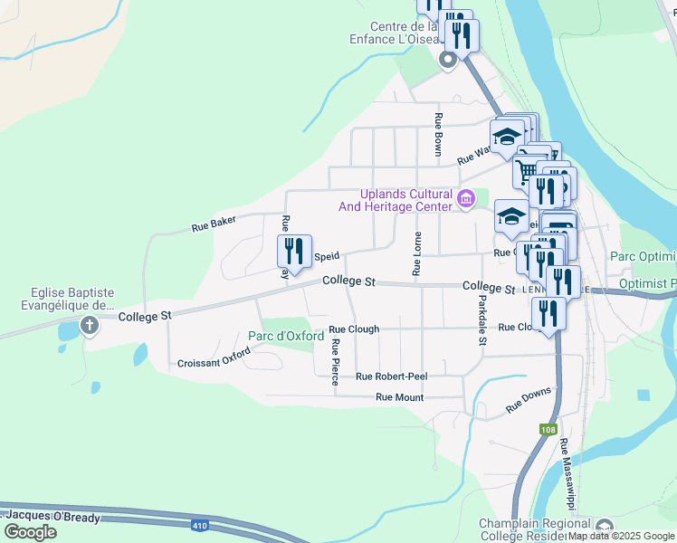 map of restaurants, bars, coffee shops, grocery stores, and more near 3064 Rue College in Sherbrooke