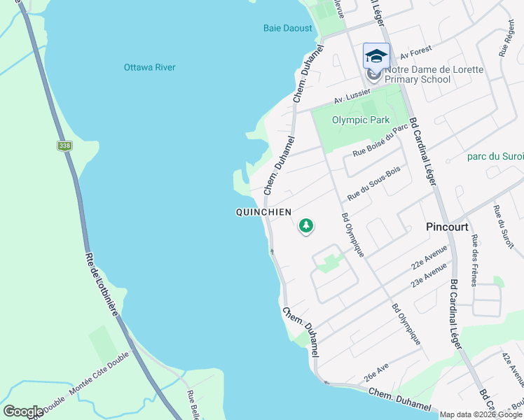 map of restaurants, bars, coffee shops, grocery stores, and more near 452 Chemin Duhamel in Pincourt