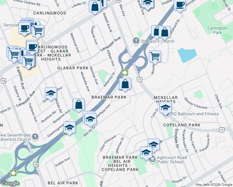 map of restaurants, bars, coffee shops, grocery stores, and more near in Ottawa