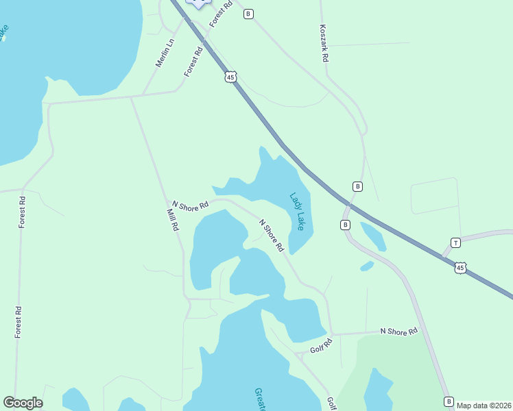 map of restaurants, bars, coffee shops, grocery stores, and more near N9327 North Shore Road in Summit Lake