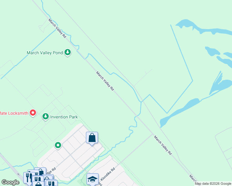 map of restaurants, bars, coffee shops, grocery stores, and more near March Valley Road in Ottawa