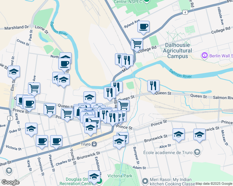 map of restaurants, bars, coffee shops, grocery stores, and more near 8 Mill Street in Truro