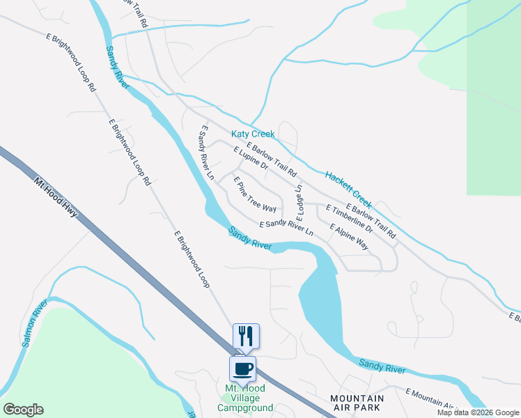 map of restaurants, bars, coffee shops, grocery stores, and more near 64887 East Pine Tree Way in Rhododendron
