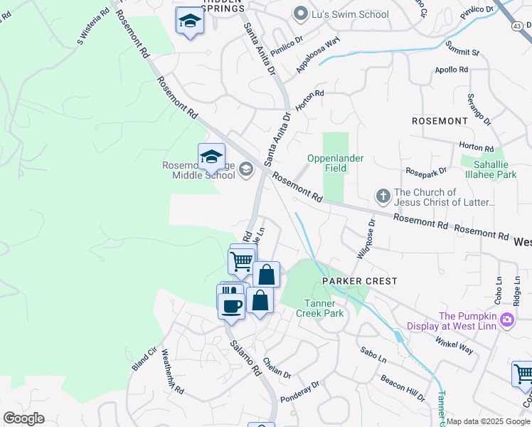 map of restaurants, bars, coffee shops, grocery stores, and more near 20161 South Hoodview Avenue in West Linn