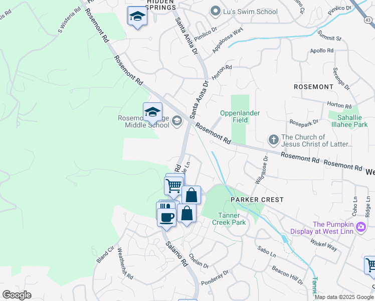 map of restaurants, bars, coffee shops, grocery stores, and more near 20111 Hoodview Avenue in West Linn