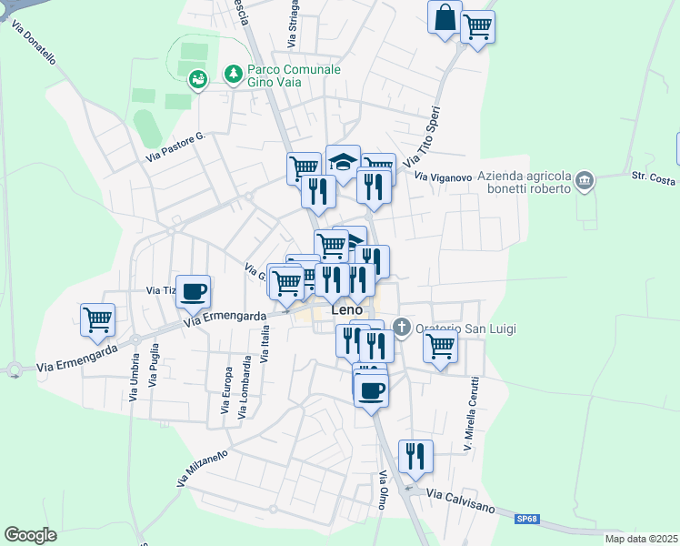 map of restaurants, bars, coffee shops, grocery stores, and more near in Leno