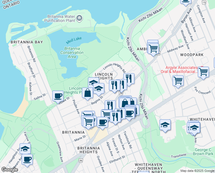 map of restaurants, bars, coffee shops, grocery stores, and more near 30 Richlin Crescent in Ottawa