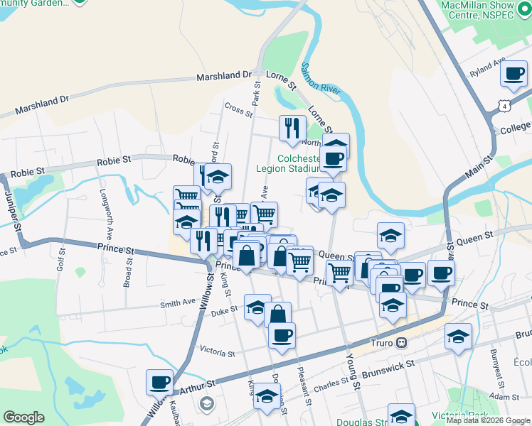 map of restaurants, bars, coffee shops, grocery stores, and more near 105 Normandy Avenue in Truro