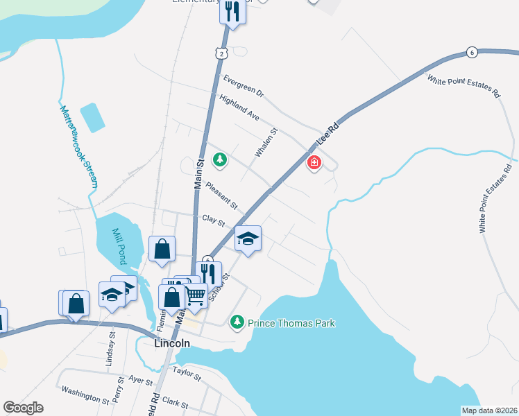 map of restaurants, bars, coffee shops, grocery stores, and more near 6 Jewell Street in Lincoln