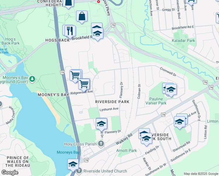 map of restaurants, bars, coffee shops, grocery stores, and more near 2660 Norberry Crescent in Ottawa