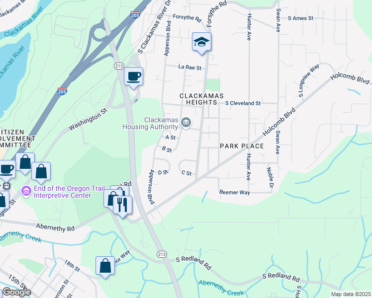 map of restaurants, bars, coffee shops, grocery stores, and more near 13930 Gain Street in Oregon City