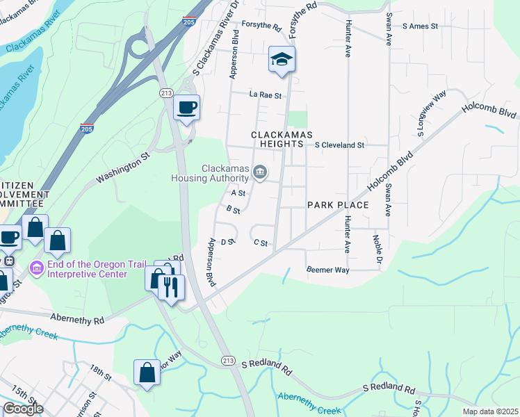map of restaurants, bars, coffee shops, grocery stores, and more near 13930 Gain Street in Oregon City