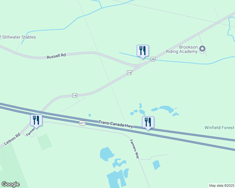 map of restaurants, bars, coffee shops, grocery stores, and more near 3859 Farmers Way North in Ottawa