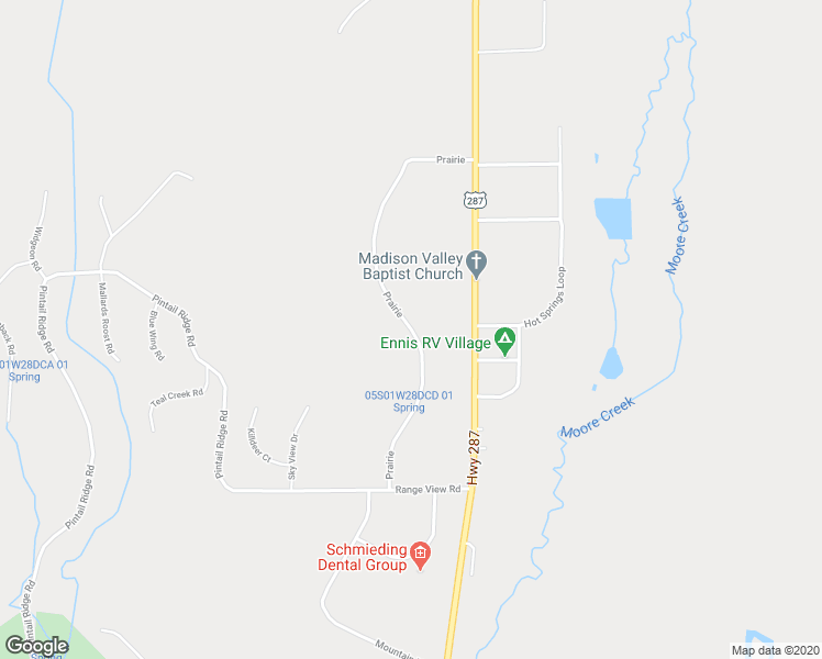 map of restaurants, bars, coffee shops, grocery stores, and more near Prairie in Ennis