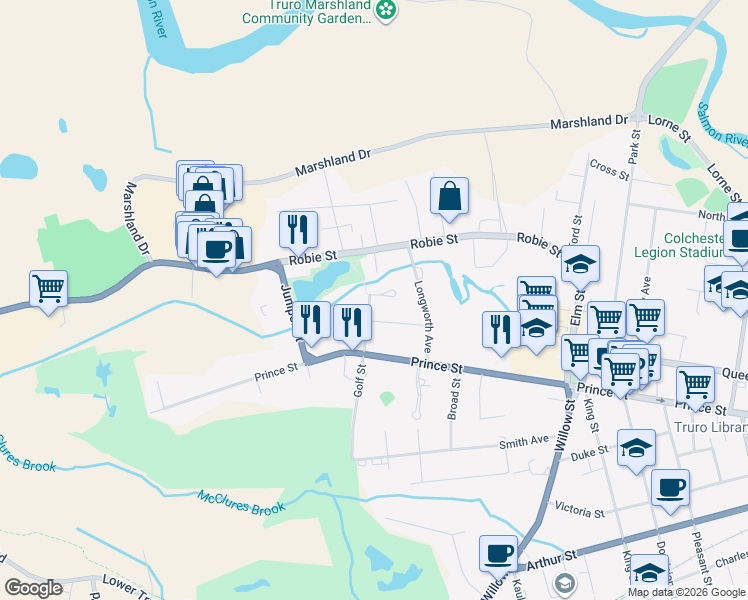 map of restaurants, bars, coffee shops, grocery stores, and more near 4 Windemere Court in Truro