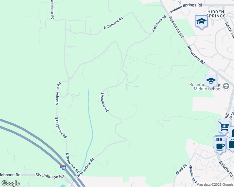 map of restaurants, bars, coffee shops, grocery stores, and more near 21626 South Wisteria Road in West Linn