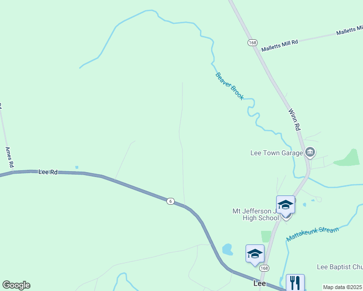 map of restaurants, bars, coffee shops, grocery stores, and more near Gravel Pit Road in Lee