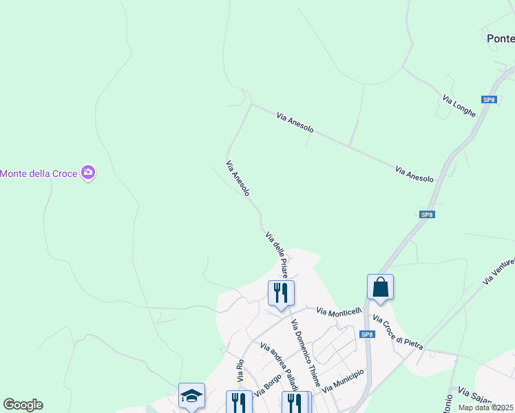 map of restaurants, bars, coffee shops, grocery stores, and more near 19 Via delle Priare in Sossano