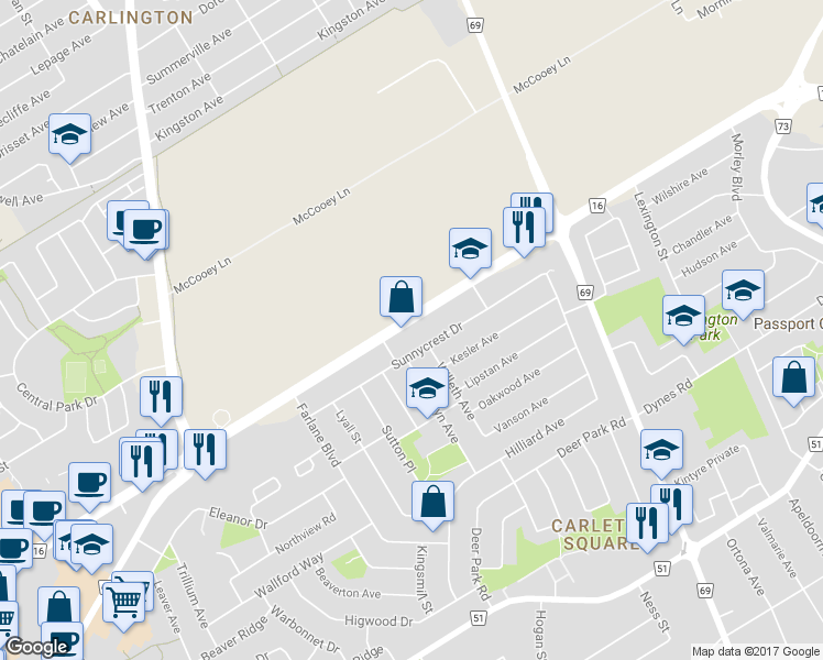 map of restaurants, bars, coffee shops, grocery stores, and more near 896 Ottawa Regional Road 16 in Ottawa