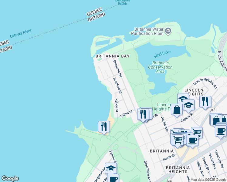 map of restaurants, bars, coffee shops, grocery stores, and more near 2789 Jamieson Street in Ottawa