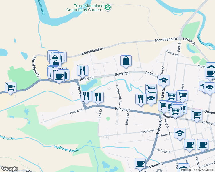 map of restaurants, bars, coffee shops, grocery stores, and more near 13 Windemere Court in Truro