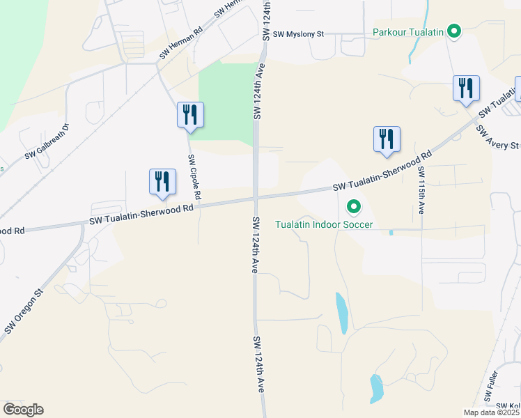 map of restaurants, bars, coffee shops, grocery stores, and more near 12822 Southwest Tualatin-Sherwood Road in Tualatin