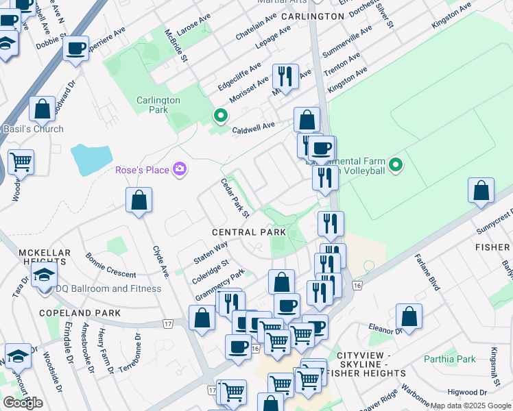 map of restaurants, bars, coffee shops, grocery stores, and more near 2 Whitestone Drive in Ottawa