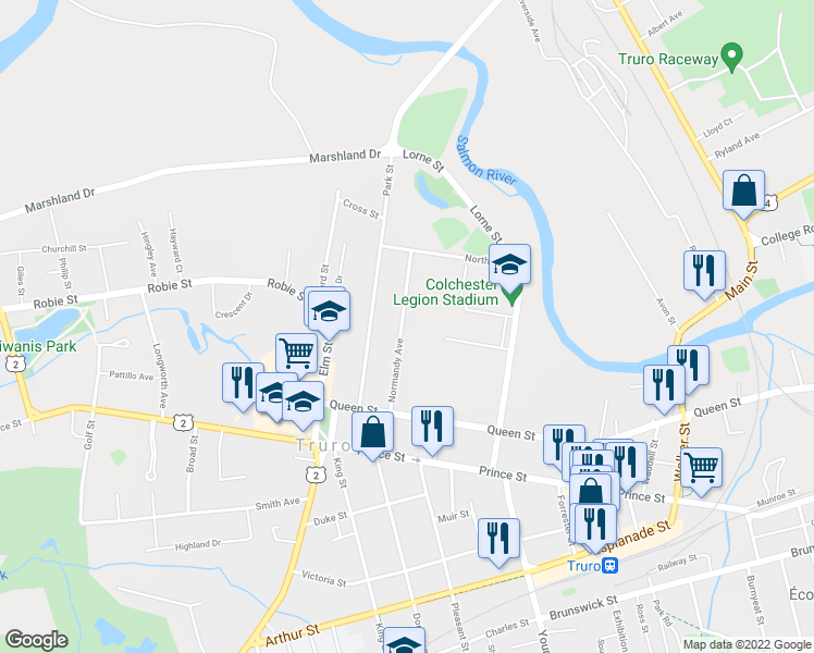 map of restaurants, bars, coffee shops, grocery stores, and more near 79 Normandy Avenue in Truro