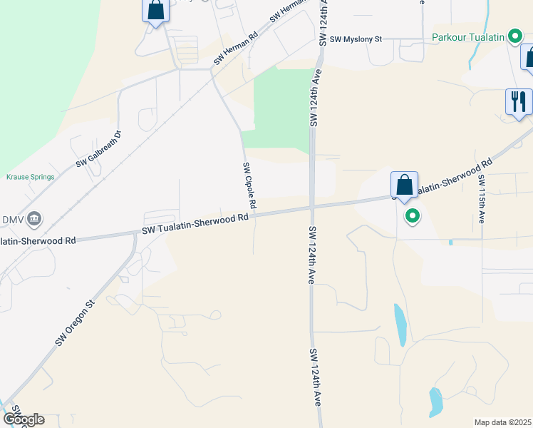 map of restaurants, bars, coffee shops, grocery stores, and more near 12400-12898 SW Tualatin Sherwood Rd in Tualatin