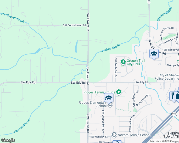 map of restaurants, bars, coffee shops, grocery stores, and more near 20925-21299 Southwest Elwert Road in Sherwood