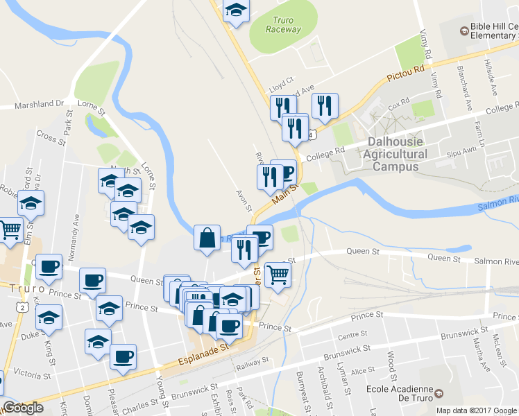 map of restaurants, bars, coffee shops, grocery stores, and more near 21 Main Street in Truro
