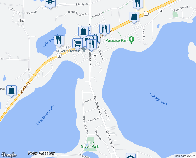 map of restaurants, bars, coffee shops, grocery stores, and more near 29089 Dahl Place in Chisago City