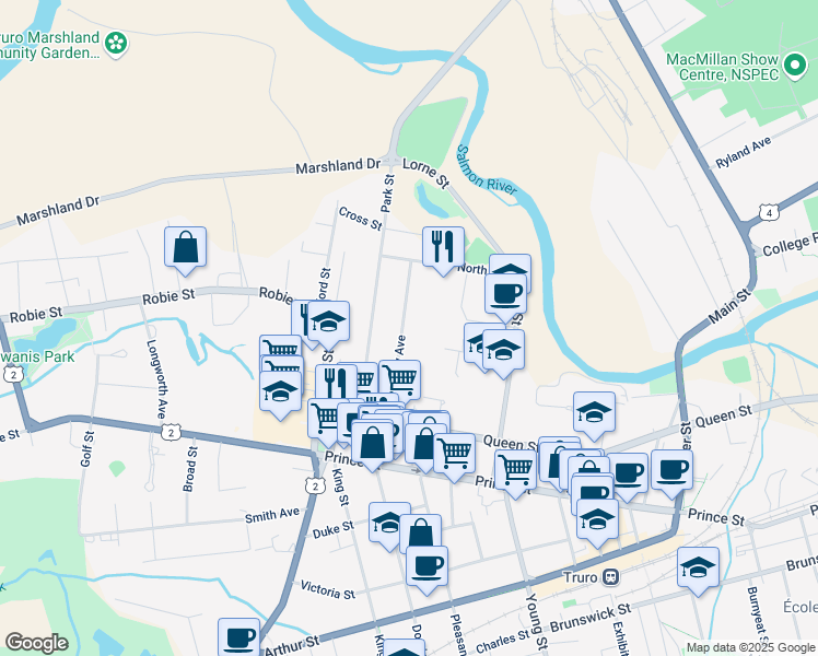 map of restaurants, bars, coffee shops, grocery stores, and more near 79 Normandy Avenue in Truro