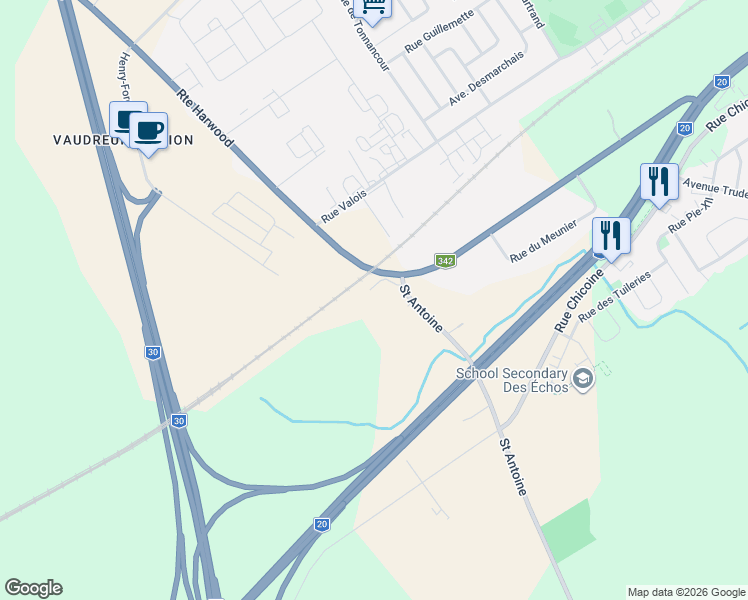 map of restaurants, bars, coffee shops, grocery stores, and more near 924 Route Harwood in Vaudreuil-Dorion