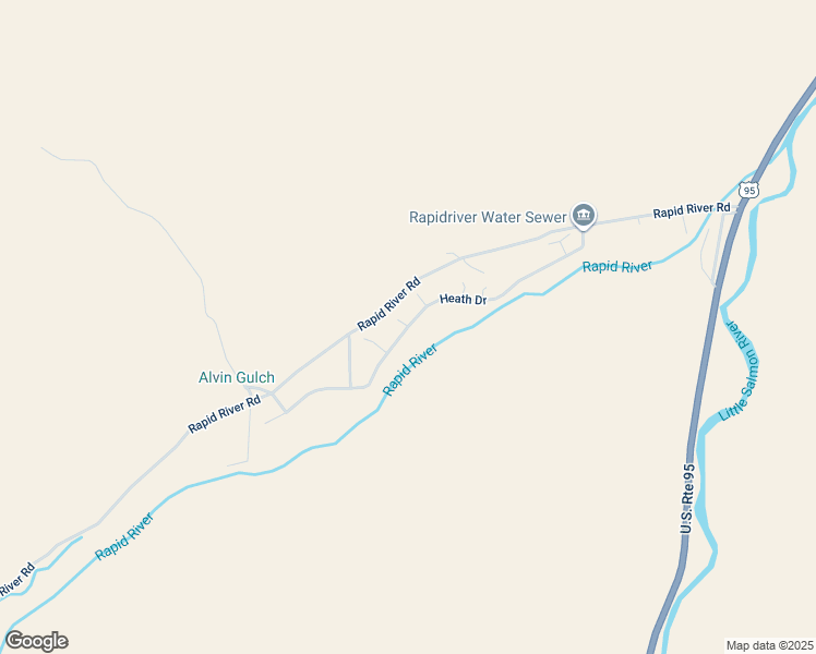 map of restaurants, bars, coffee shops, grocery stores, and more near 45 Heath Drive in Riggins