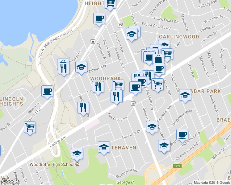 map of restaurants, bars, coffee shops, grocery stores, and more near 373 Halldon Place in Ottawa