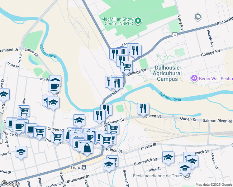 map of restaurants, bars, coffee shops, grocery stores, and more near 46 Main Street in Truro